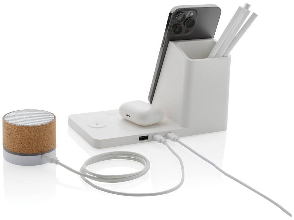 Ontario recycled plastic & bamboo 3-in-1 wireless charger 3