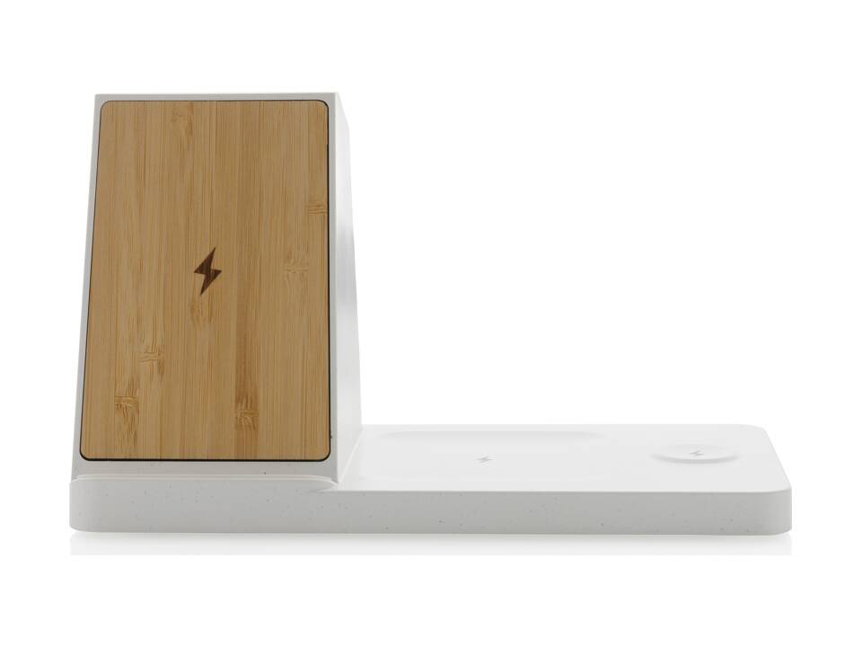 Ontario recycled plastic & bamboo 3-in-1 wireless charger 4