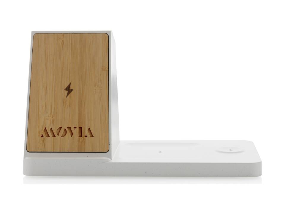 Ontario recycled plastic & bamboo 3-in-1 wireless charger 7