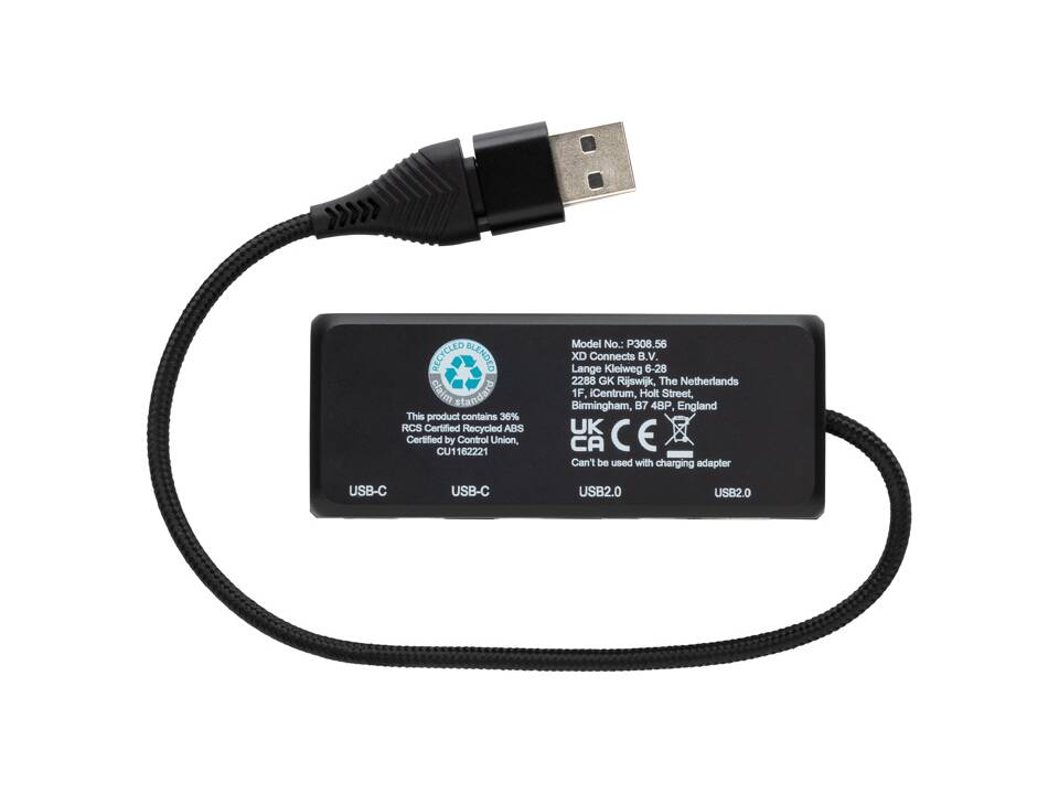 Link RCS recycled plastic and bamboo dual Input USB hub 4