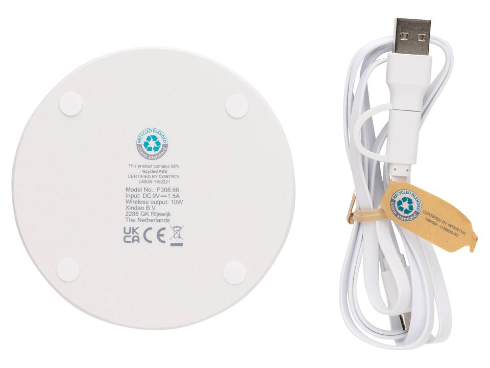 RCS standard recycled plastic 10W wireless charger 5