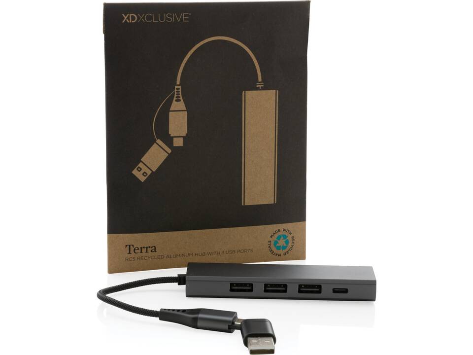 Terra RCS recycled aluminum hub with 3 USB ports 8