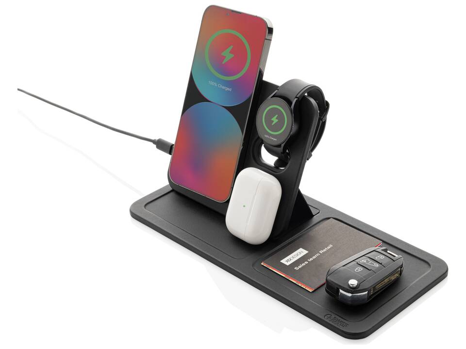 Swiss Peak 3 in 1 RCS recycled PU wireless charger desk tray 1