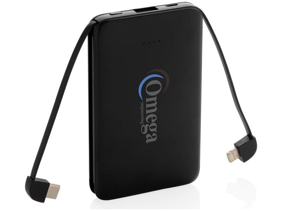 Pocket Powerbank with integrated cables - 5000 mAh 8