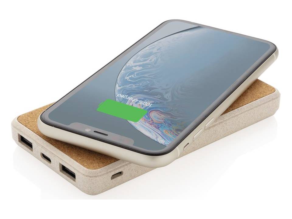 Cork and Wheat Straw 8.000 mAh 5W wireless powerbank 5