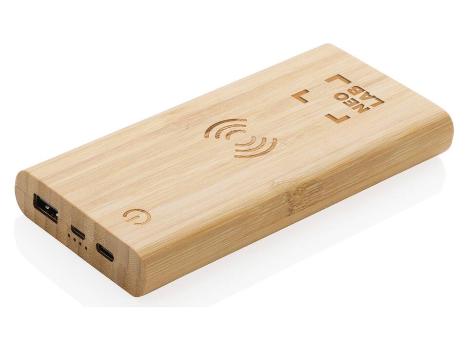 FSC®certified bamboo 8.000 mAh 5W wireless powerbank 7