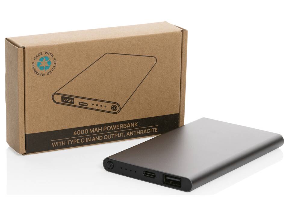 RCS recycled plastic/aluminum 4000 mah powerbank with type C 9