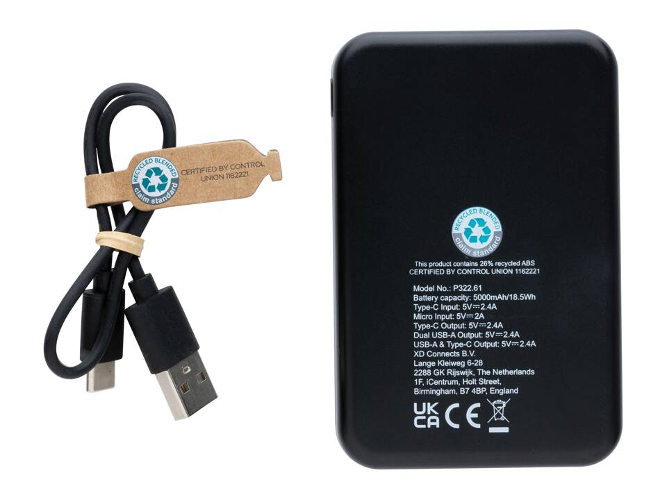 RCS recycled plastic 5.000 mAh powerbank 5