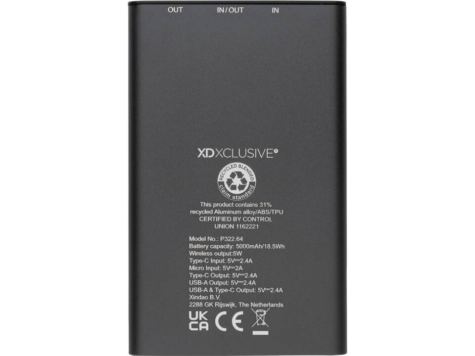 Terra RCS recycled aluminum 5000 mAh powerbank 5W wireless 7