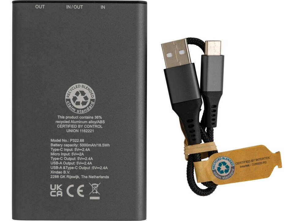 Terra RCS recycled aluminum powerbank 5.000 mAh 4
