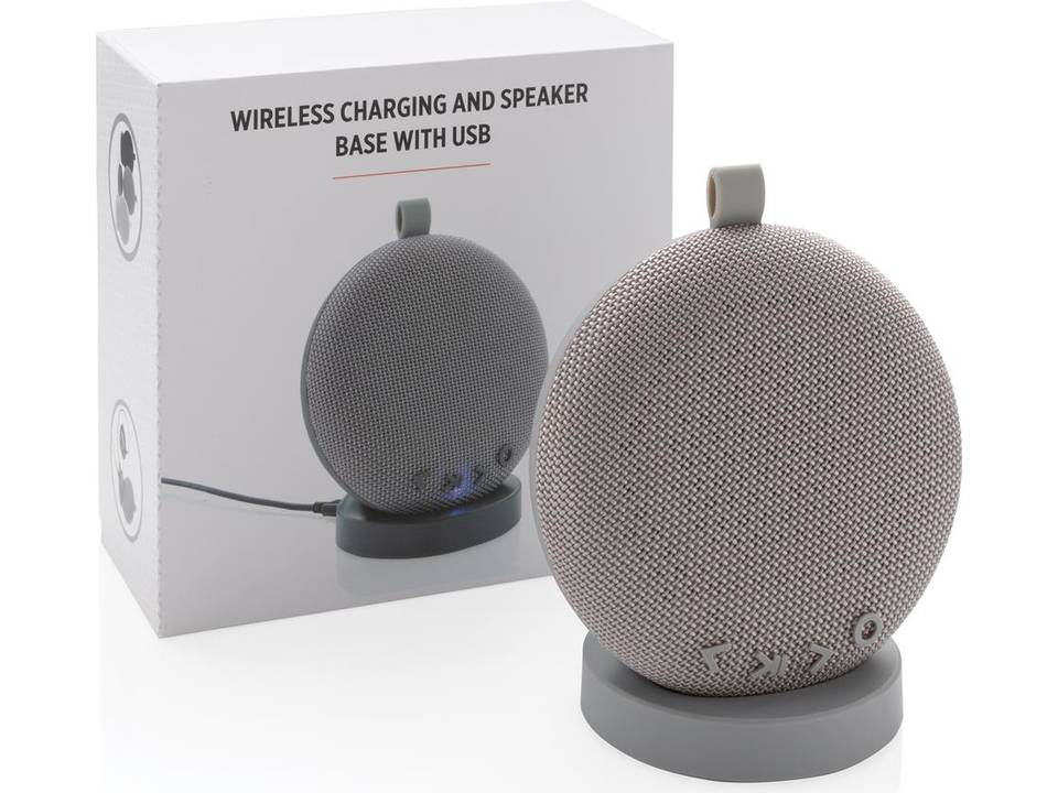 Wireless charging and speaker base with USB 8