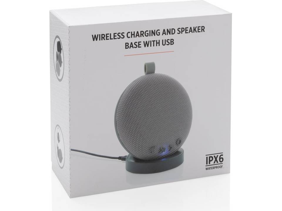 Wireless charging and speaker base with USB 9