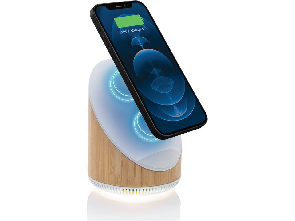Ovate bamboo 5W speaker with 15W wireless charger 4