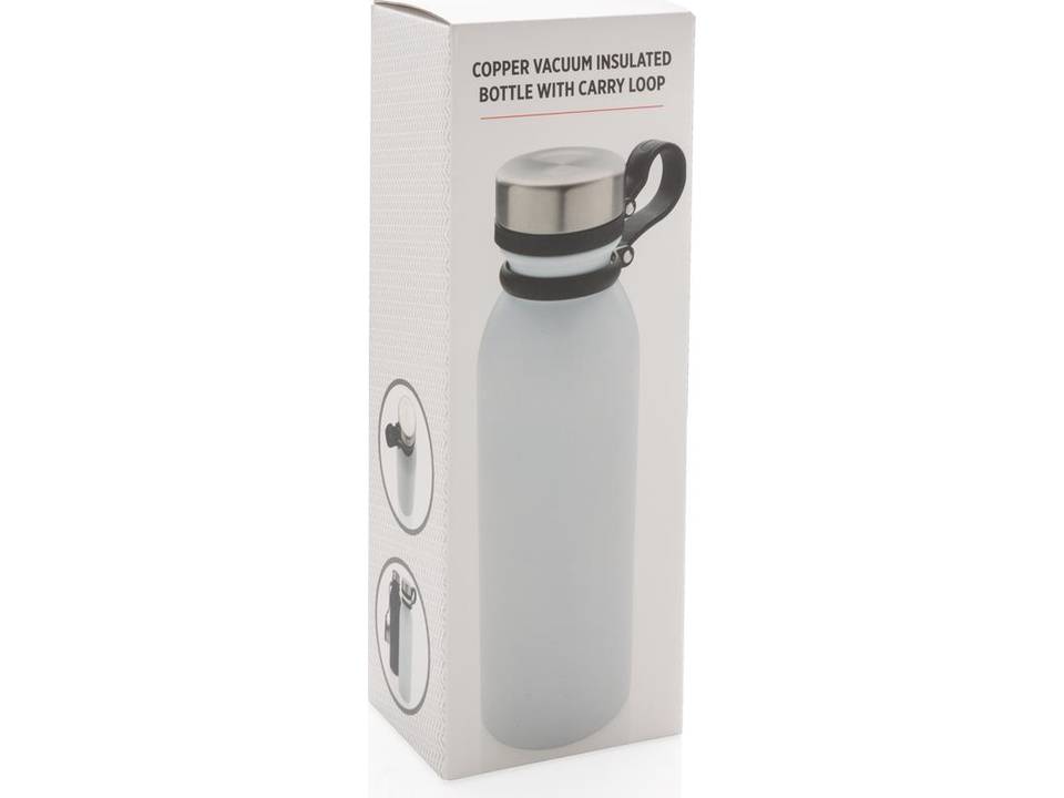 Copper vacuum insulated bottle with carry loop 10
