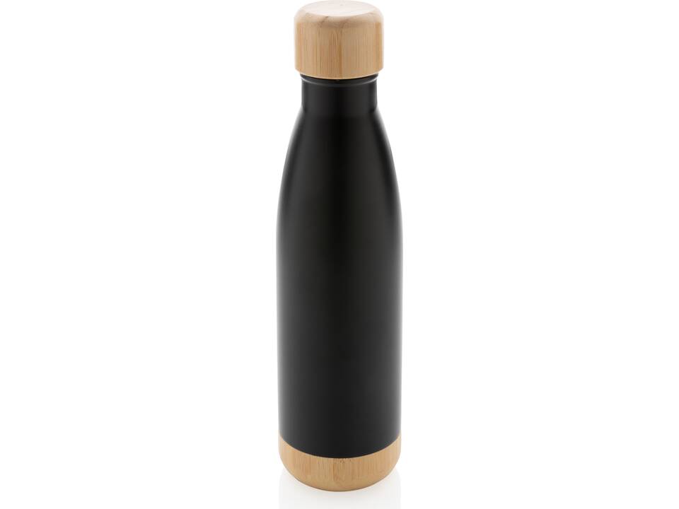 Vacuum stainless steel bottle with bamboo lid and bottom 1