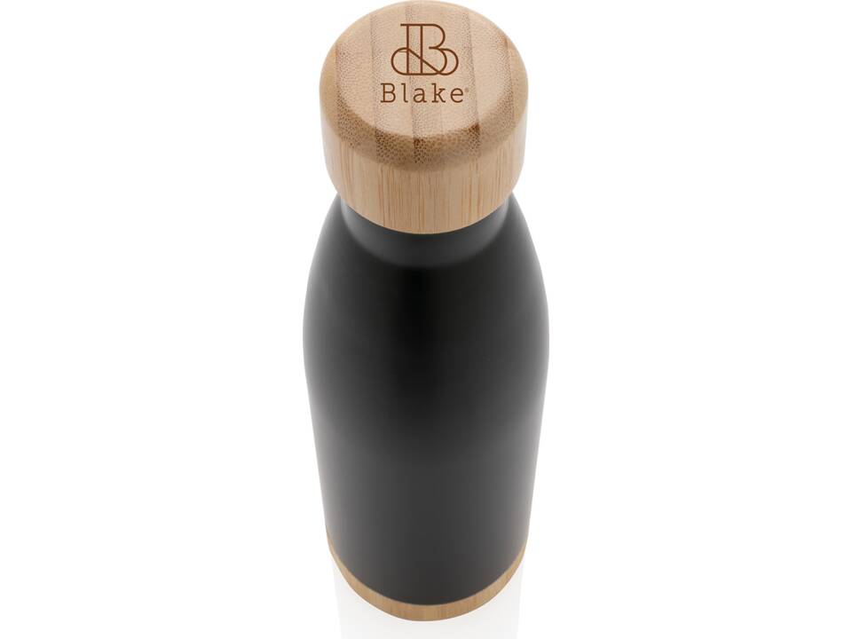 Vacuum stainless steel bottle with bamboo lid and bottom 5
