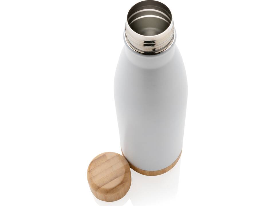 Vacuum stainless steel bottle with bamboo lid and bottom 11