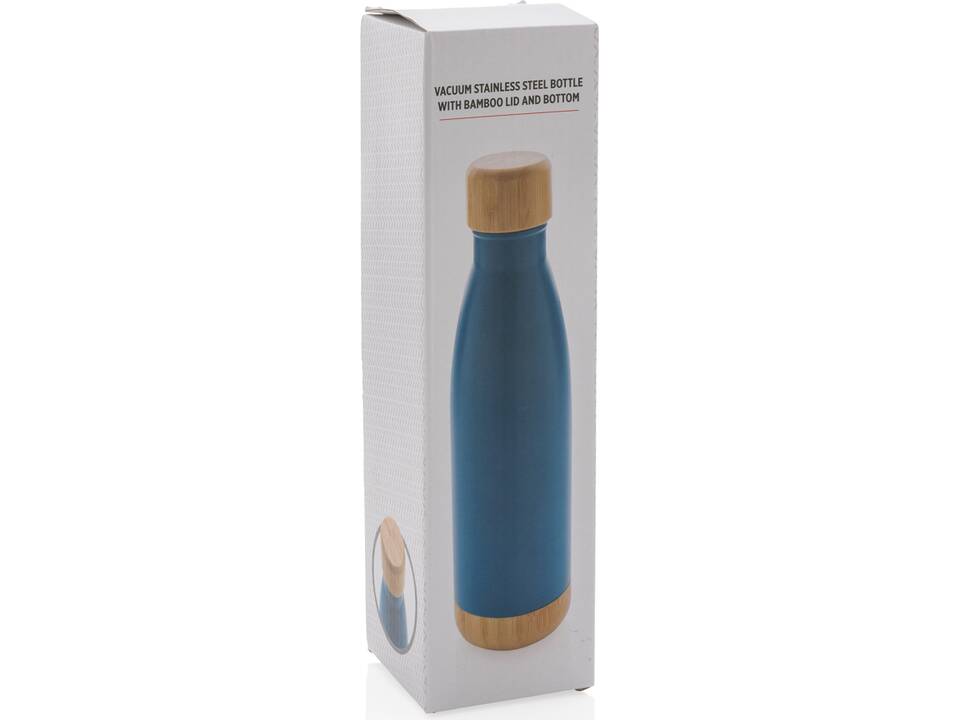 Vacuum stainless steel bottle with bamboo lid and bottom 23
