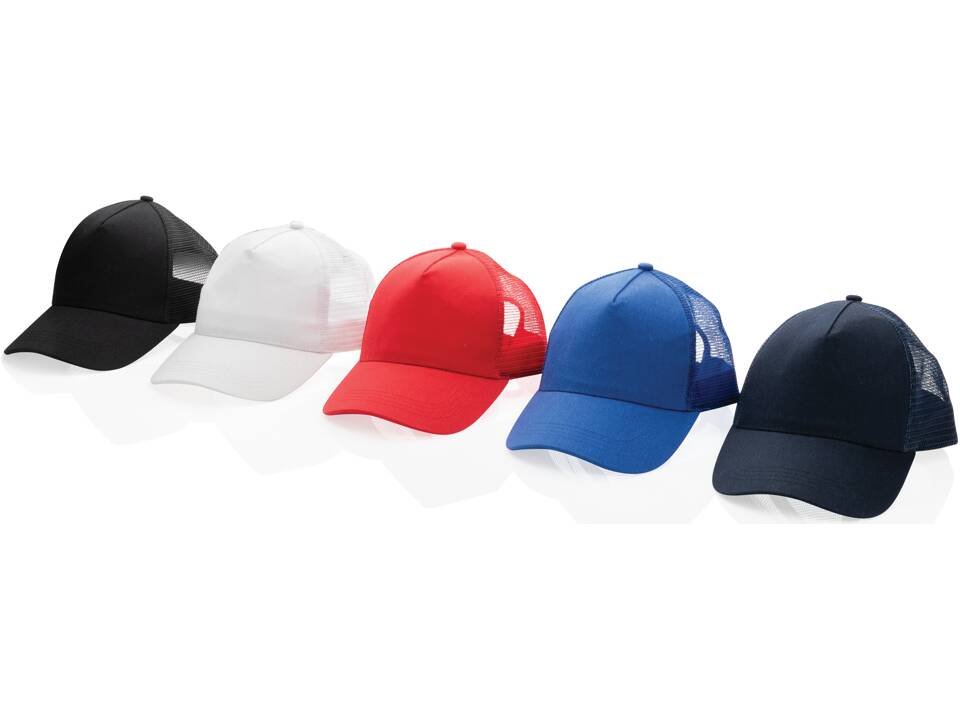 Impact AWARE™ Brushed rcotton 5 panel trucker cap 190gr 18