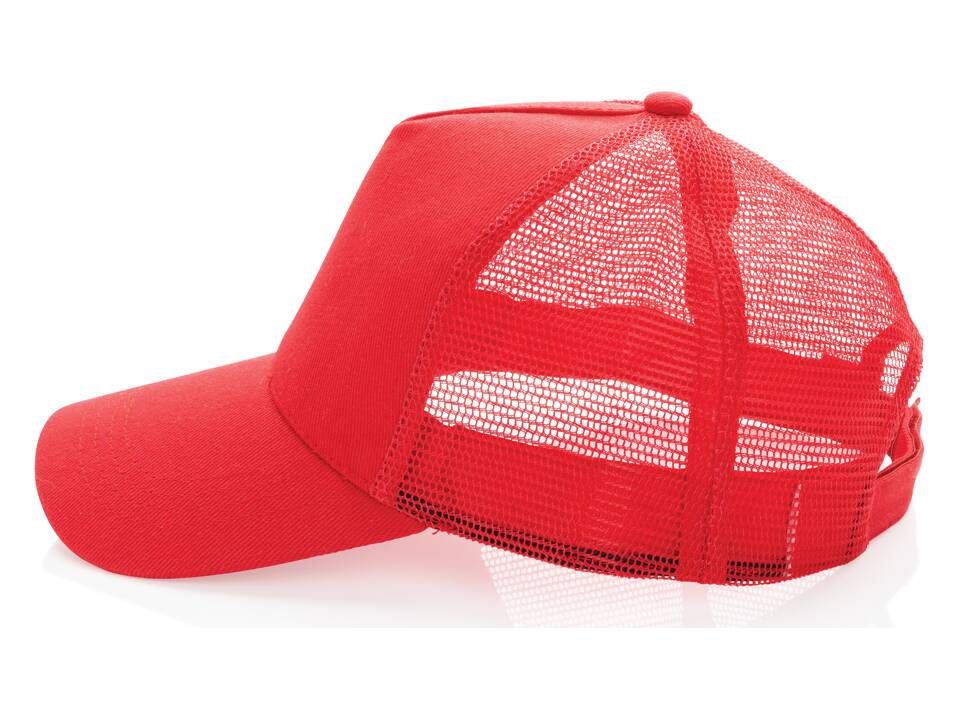 Impact AWARE™ Brushed rcotton 5 panel trucker cap 190gr 23