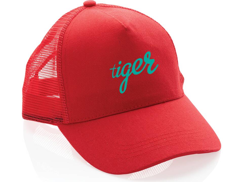 Impact AWARE™ Brushed rcotton 5 panel trucker cap 190gr 26