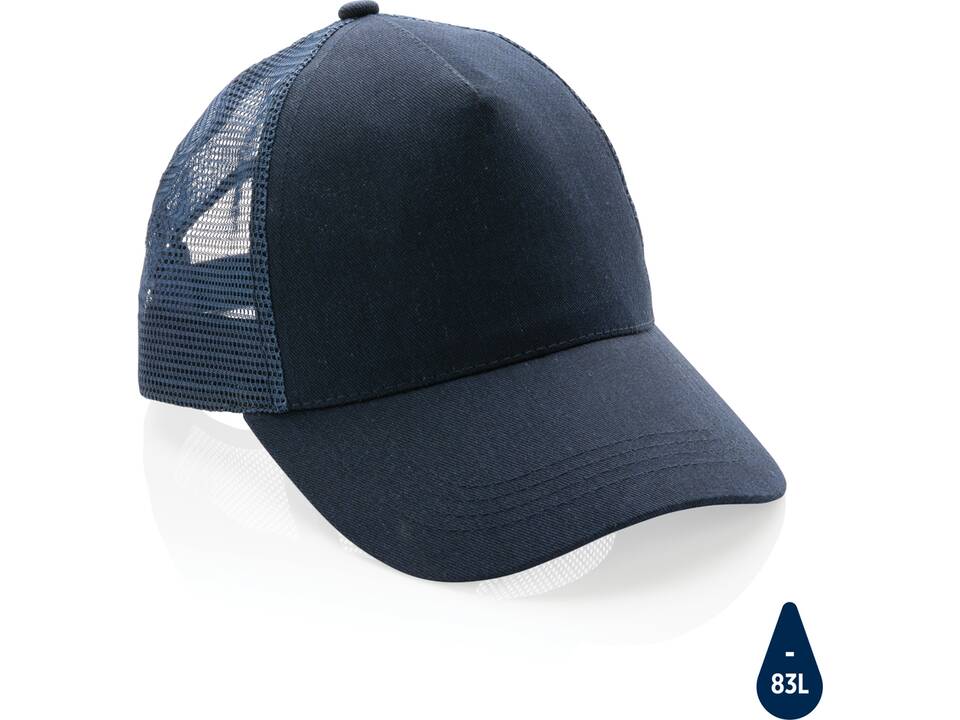 Impact AWARE™ Brushed rcotton 5 panel trucker cap 190gr 39