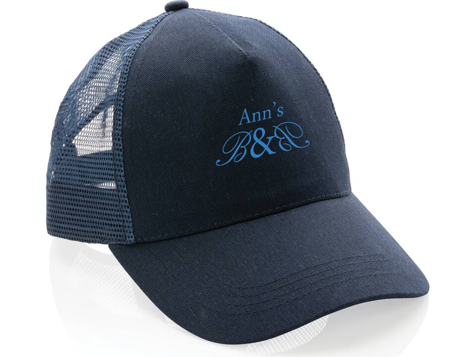 Impact AWARE™ Brushed rcotton 5 panel trucker cap 190gr 45