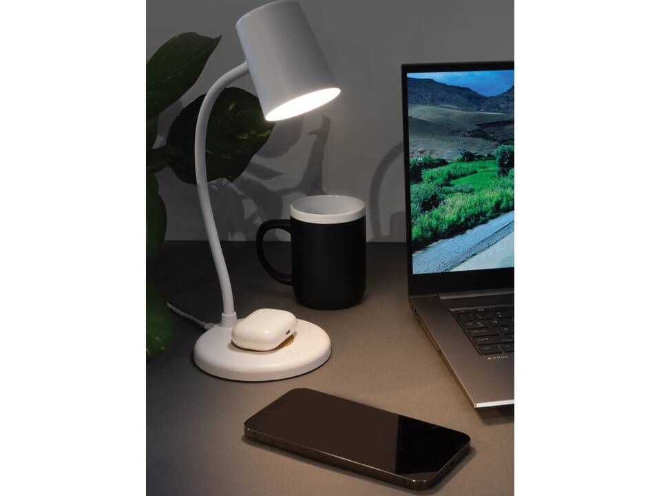 Zenara RCS recycled plastic and cork 15W wireless desk lamp 14
