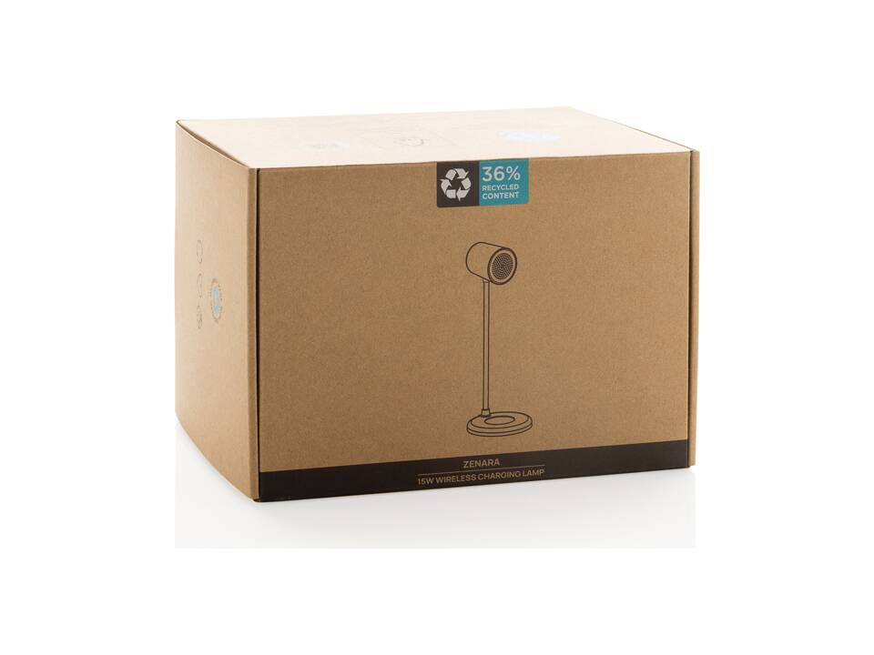 Zenara RCS recycled plastic and cork 15W wireless desk lamp 16