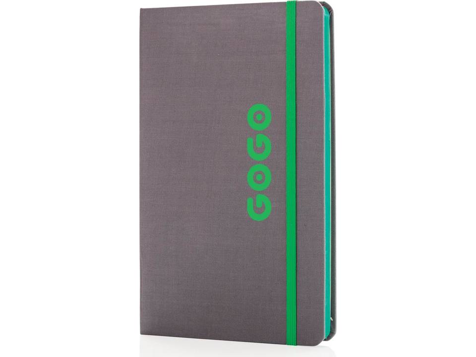 Deluxe fabric notebook with coloured side 2