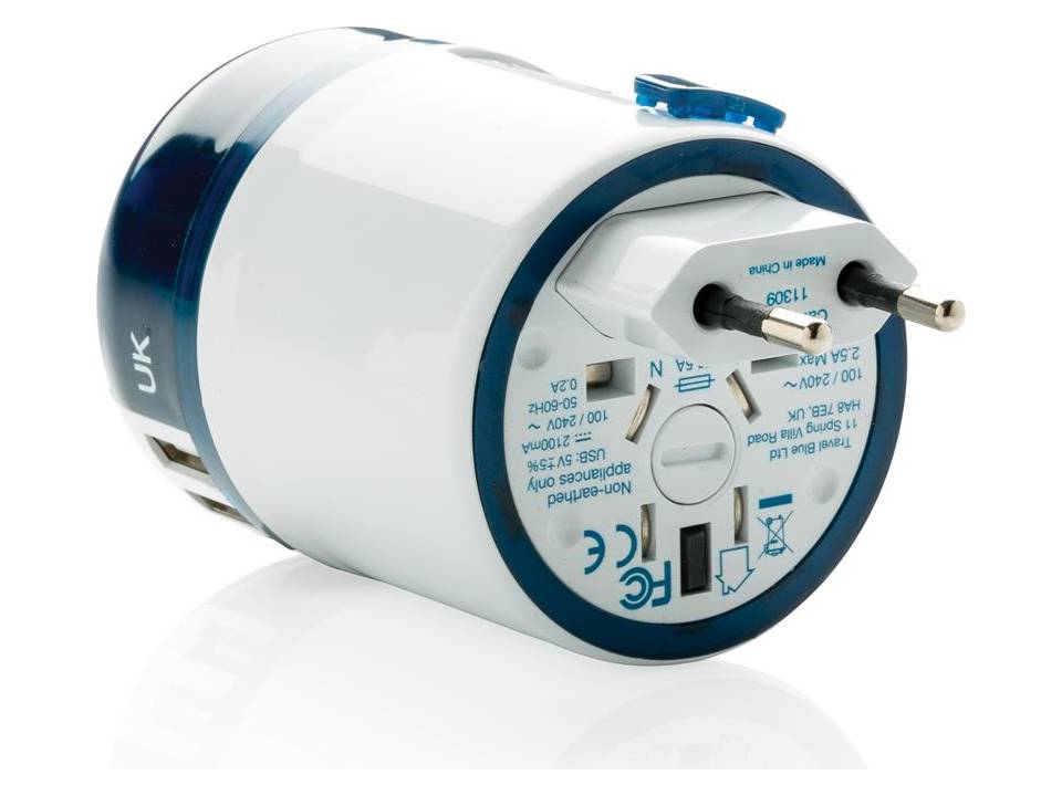 Travel Blue world travel adapter USB 2