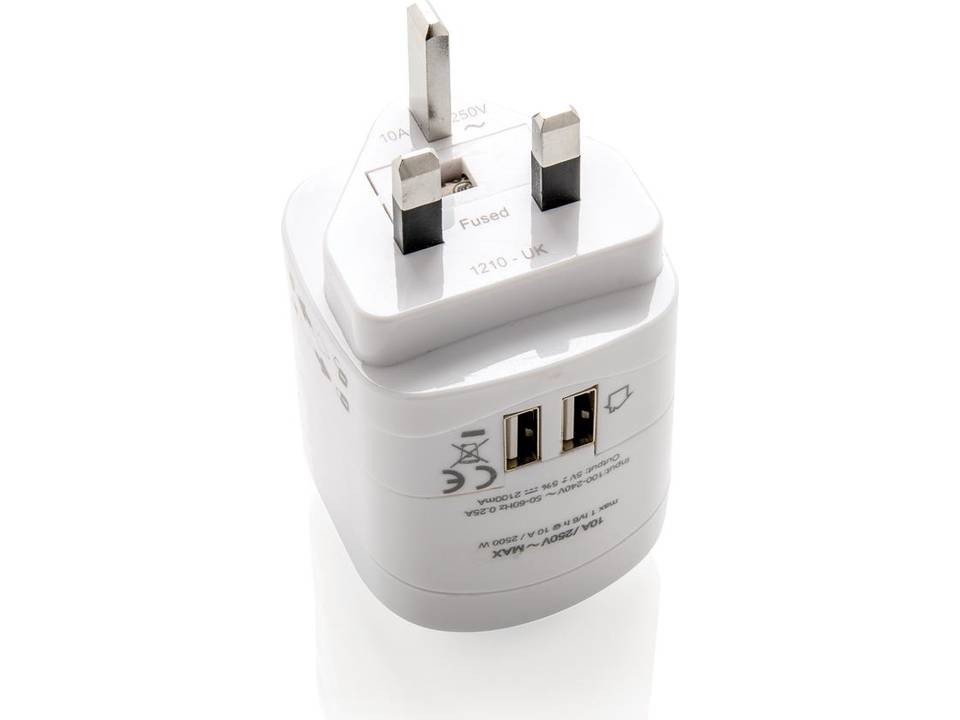 Earthed world travel adapter set with USB ports 7
