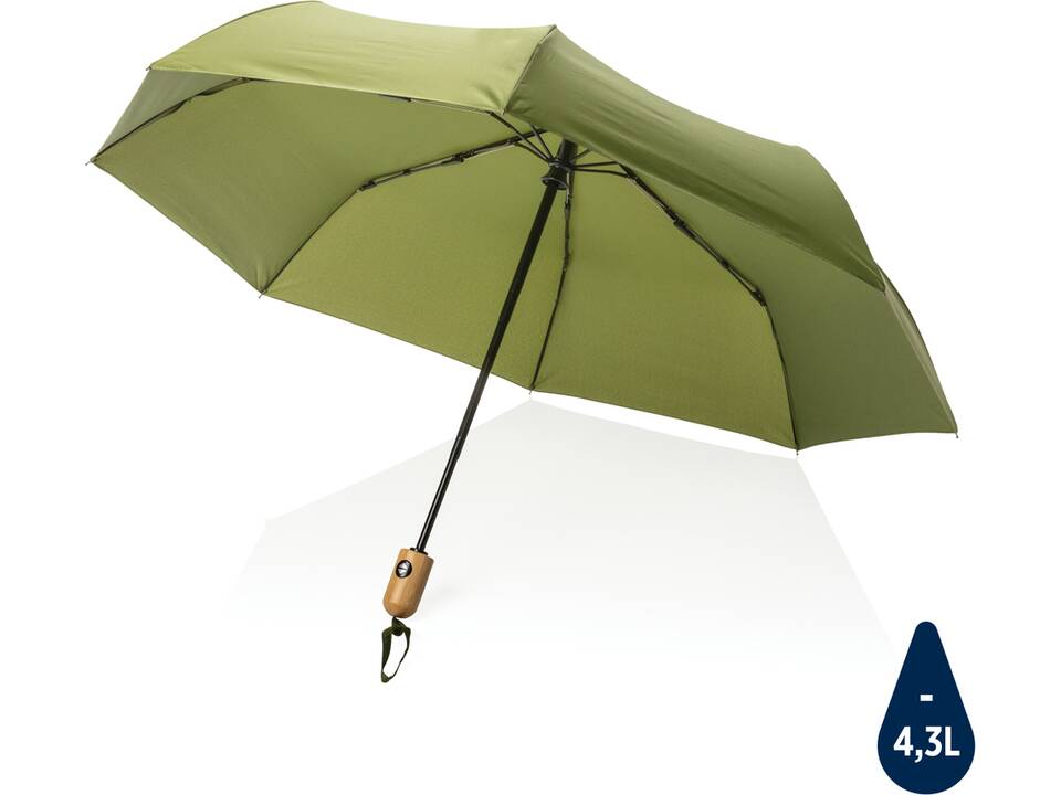 21" Impact AWARE™ RPET 190T bamboo auto open-close umbrella 38