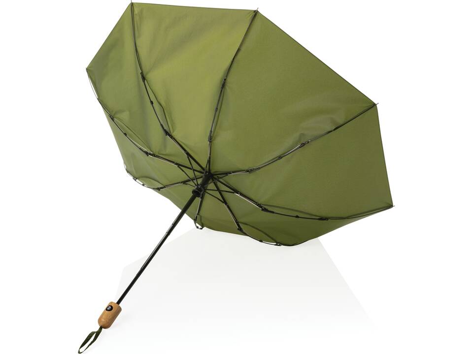 21" Impact AWARE™ RPET 190T bamboo auto open-close umbrella 40