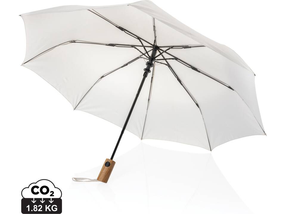 Kaycey 21" AWARE™ RPET Acacia wood mini auto open umbrella 10