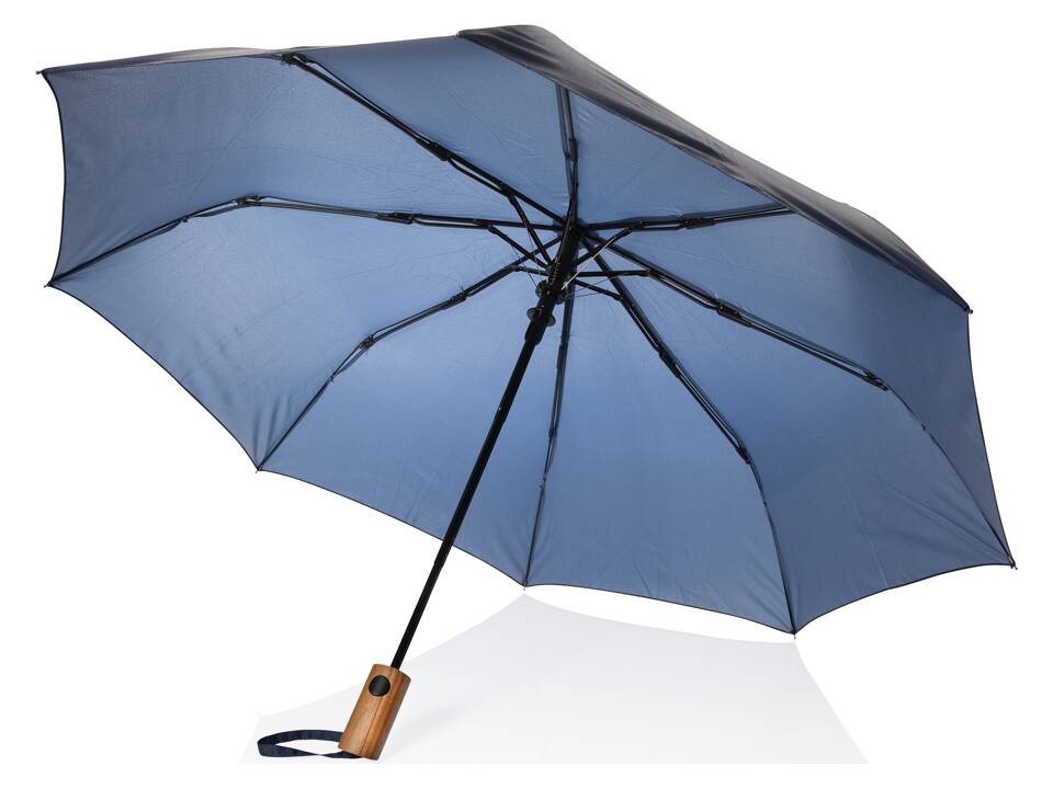 Kaycey 21" AWARE™ RPET Acacia wood mini auto open umbrella 20