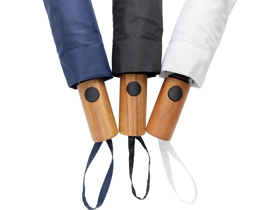 Kaycey 21" AWARE™ RPET Acacia wood mini auto open umbrella 26