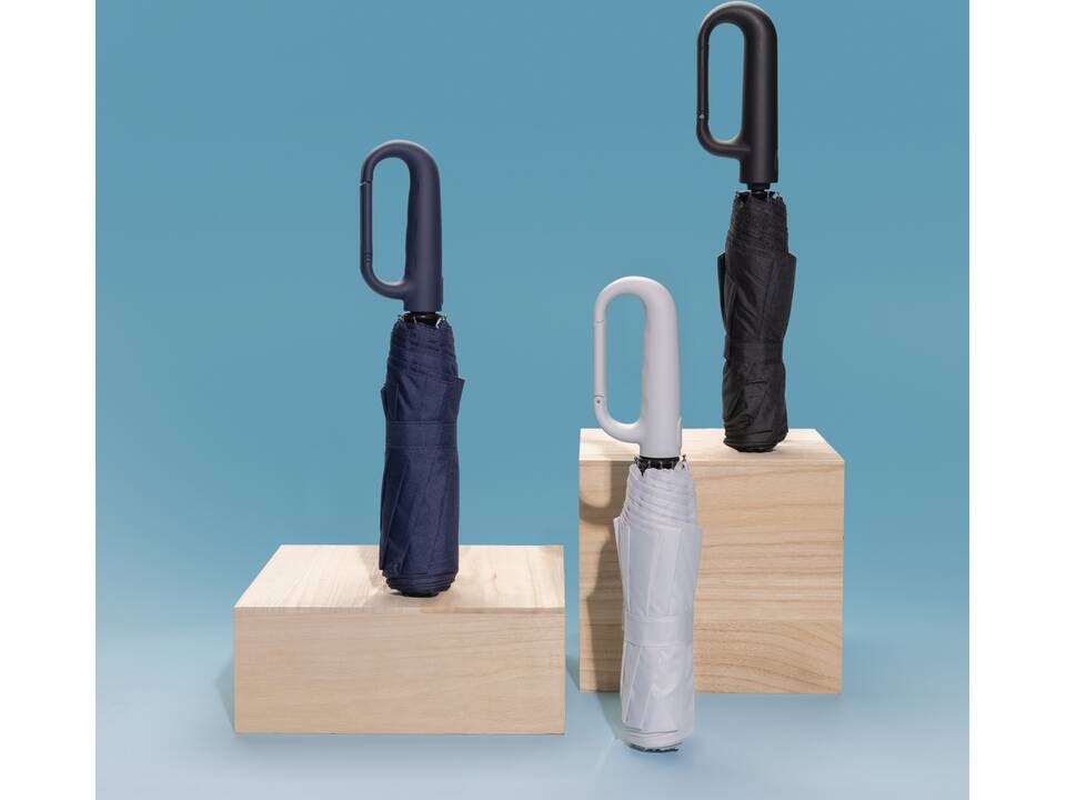 Yara 21" AWARE™ RPET solid colour umbrella with carabiner 15