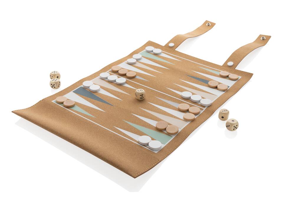 Britton cork foldable backgammon and checkers game set 1