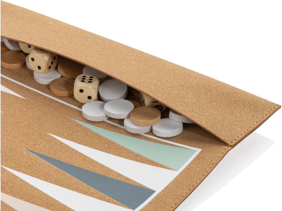 Britton cork foldable backgammon and checkers game set 4
