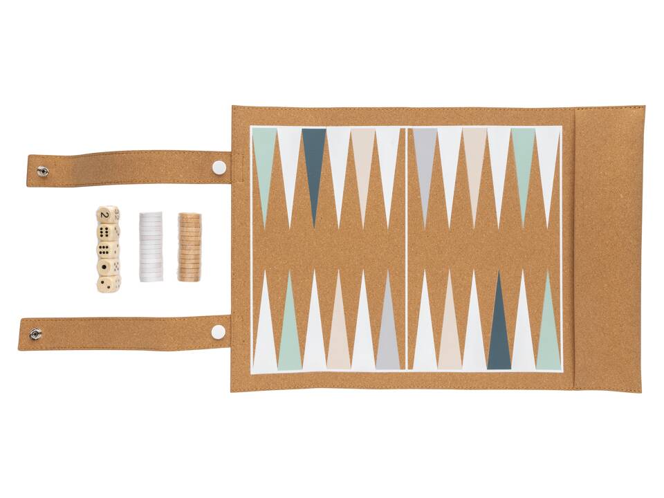 Britton cork foldable backgammon and checkers game set 5