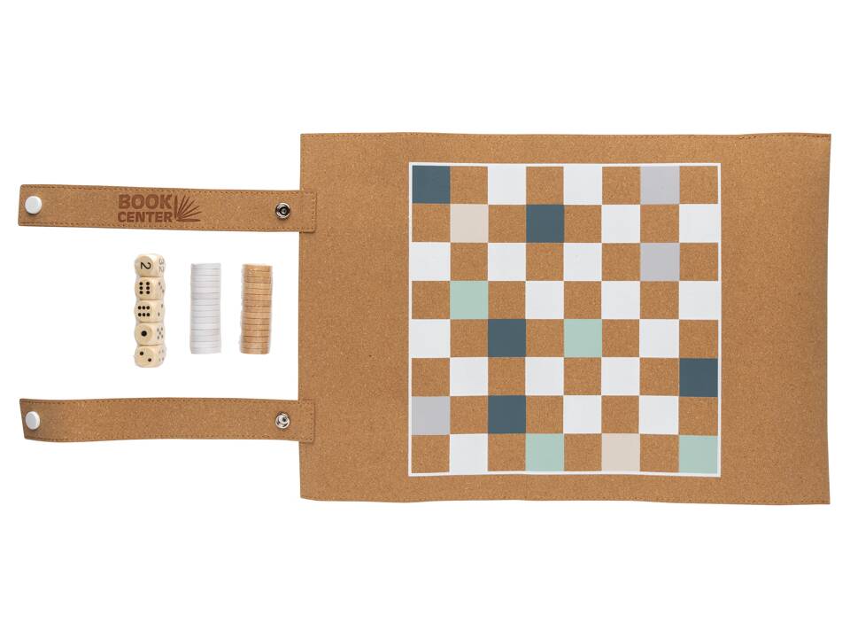 Britton cork foldable backgammon and checkers game set 7