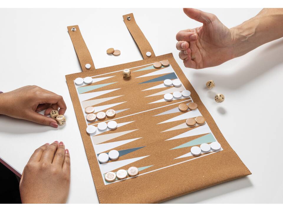 Britton cork foldable backgammon and checkers game set 8