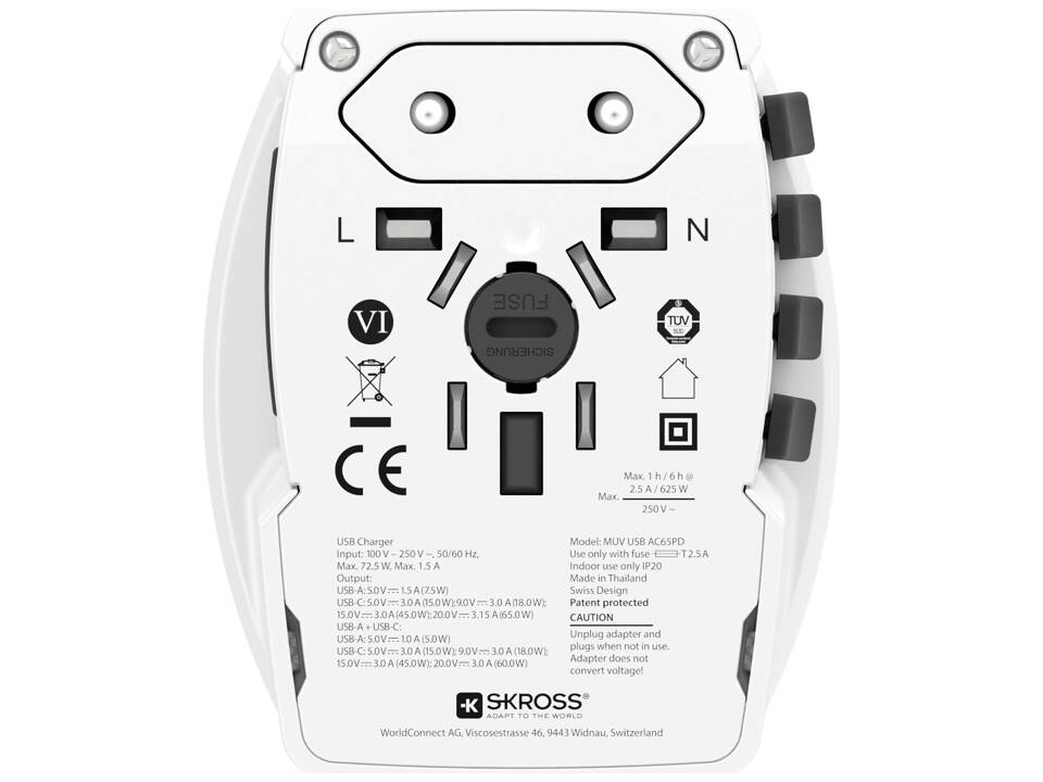 SKROSS World Travel Adapter MUV 65W PD with USB C Cable 3
