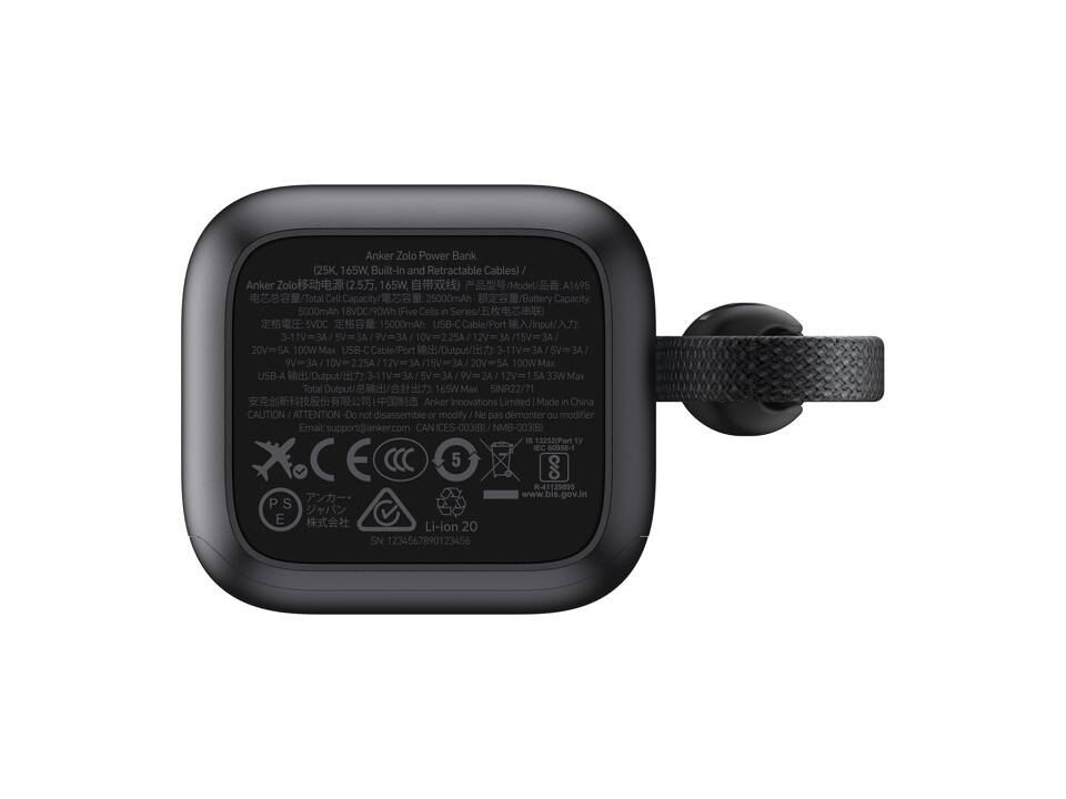 Anker Power Bank 25.000 mah 165W, Built-in retractable cable 7