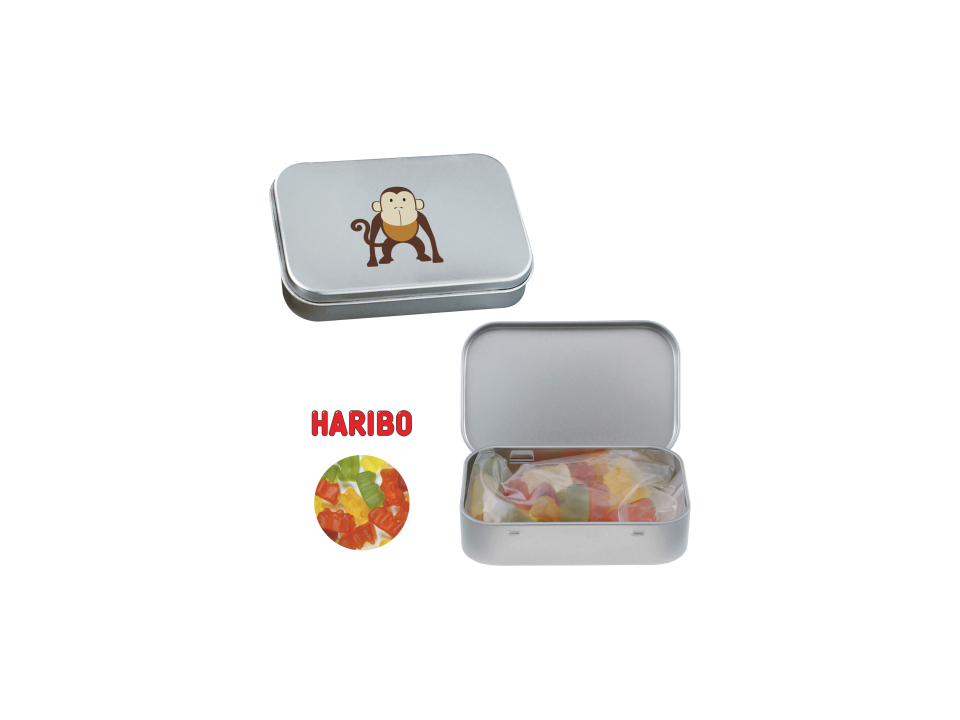 Scharnierblik met Haribo gummibeertjes snoepgoed