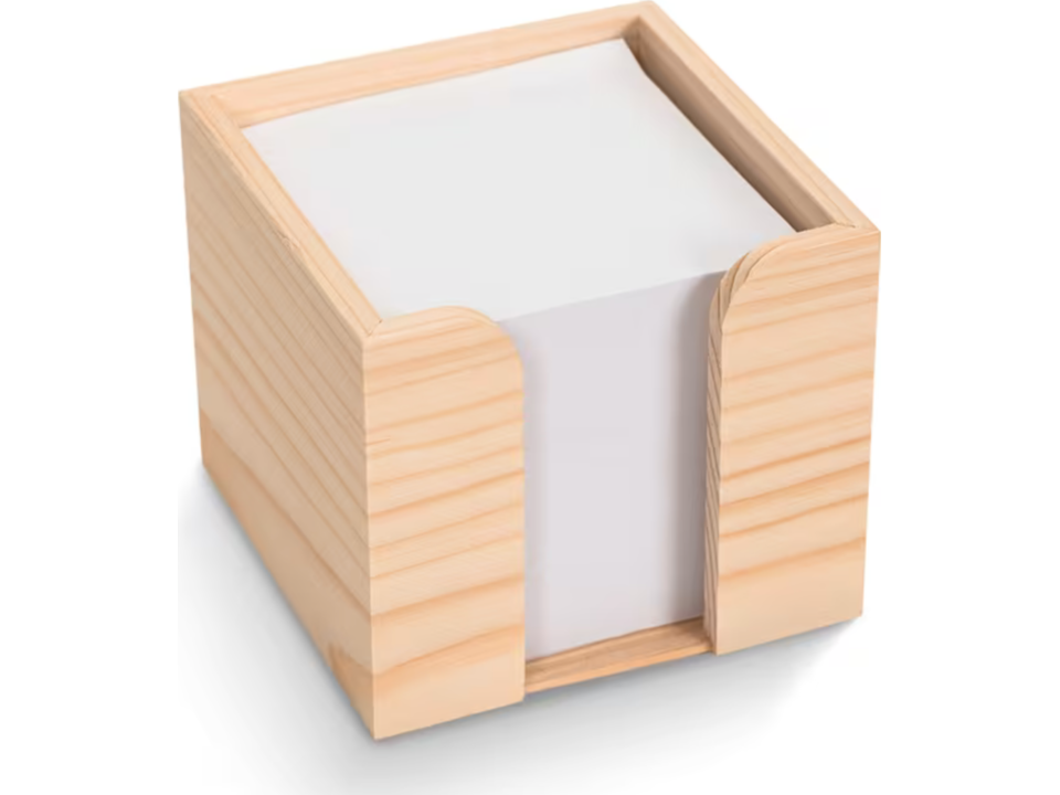 Paper pad 10x10x8.5cm FSC in wooden cube box 2