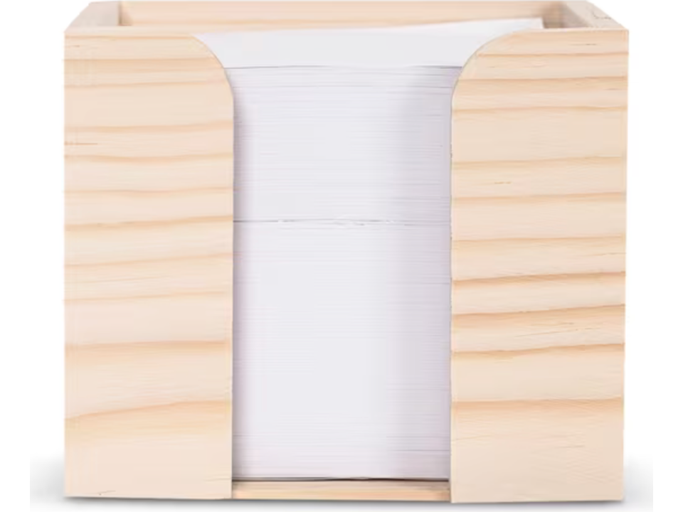 Paper pad 10x10x8.5cm FSC in wooden cube box 3