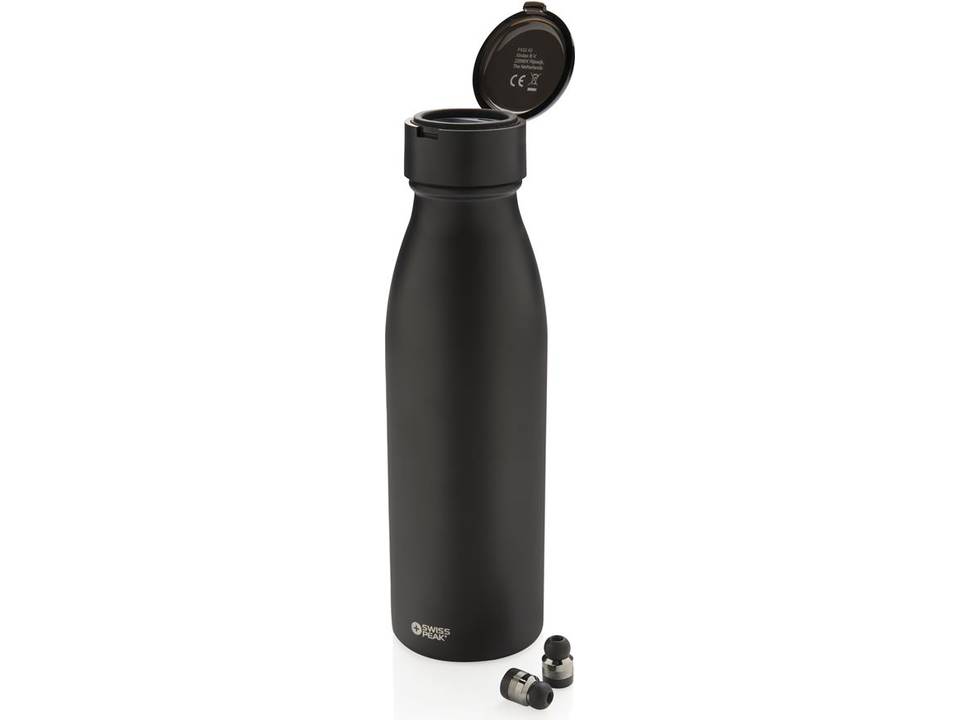 Swiss Peak vacuum bottle with mini true wireless earbuds 4