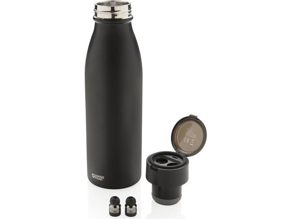 Swiss Peak vacuum bottle with mini true wireless earbuds 6